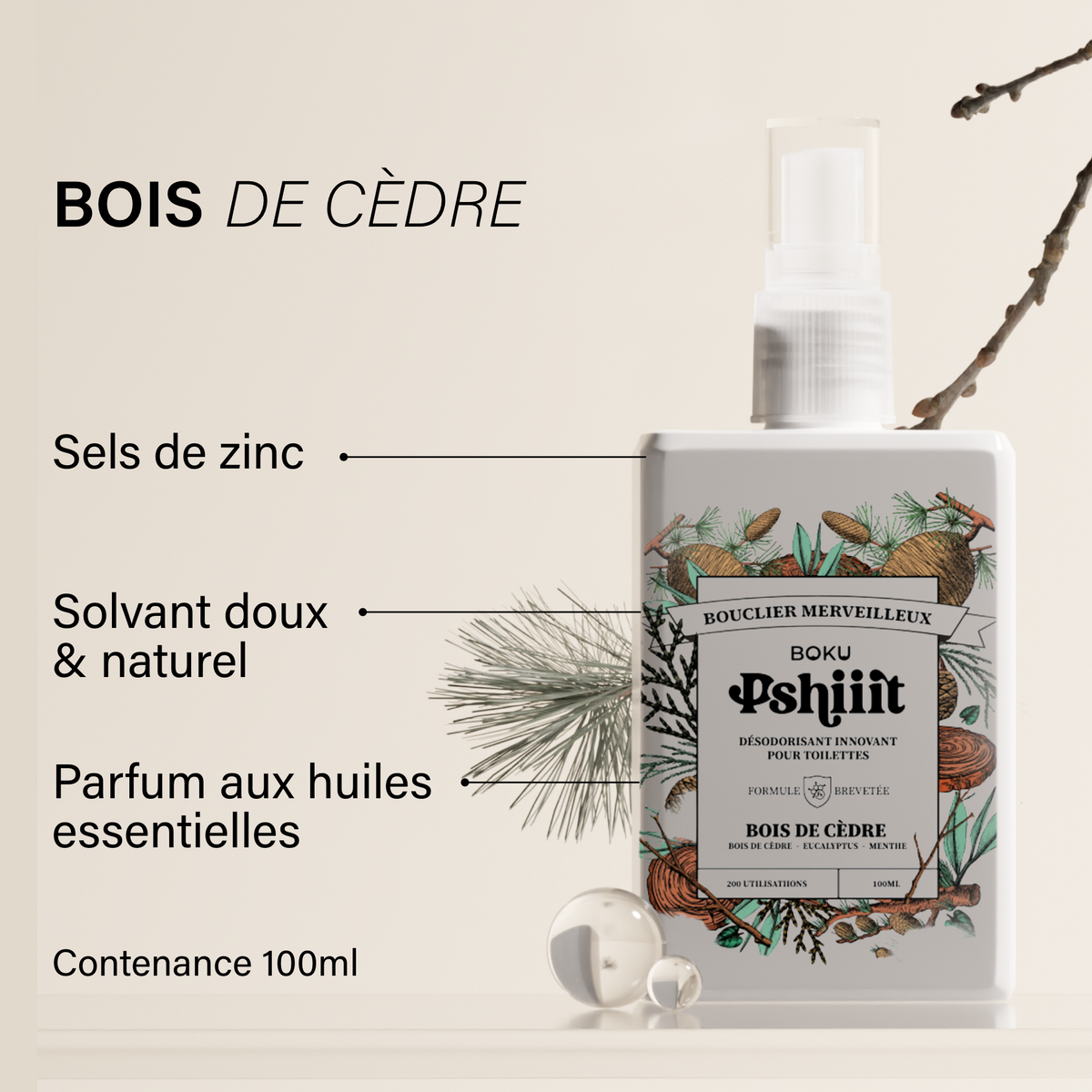 Pshiiit - Suppresseur d'odeurs de caca - Cèdre Royal