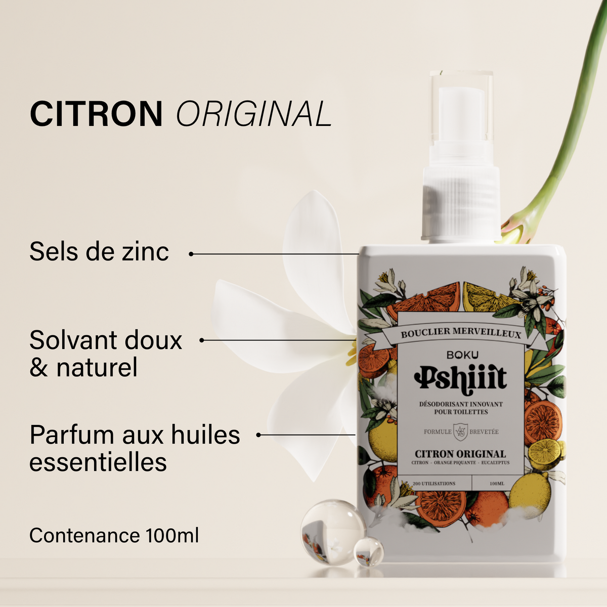 Pshiiit - Suppresseur d'odeurs de caca - Citron Orangé